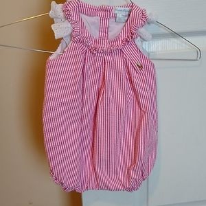 Pink seersucker romper